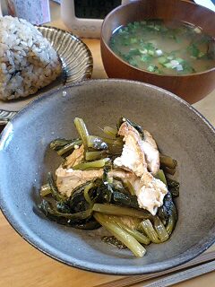 かぶの葉と厚揚げの煮物 by nekotano